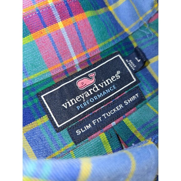 Vineyard Vines Slim Fit Plaid Tucker Shirt Large Button-Down Long Sleeve - Picture 5 of 8